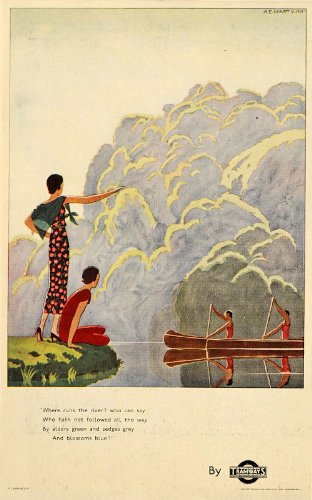 1933 A. E. Marty Tramways Canoe Art Deco Mini Poster - Original Mini Poster
