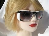 80's LONDON Mod BLACK & WHITE Square NEW WAVE Vintage Retro Sunglasses with BLINDERS ON THE SIDE / Womens & Mens