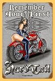 11x17 Remember Your First Hard Tail Pinup Girl Motorcycle Vintage Metal Sign
