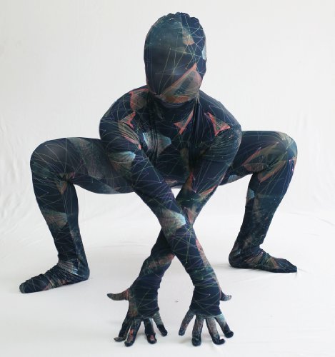  TOMSUIT Lycra Zentai Suit Costume Digital Point Combinaison (L, Bleu)