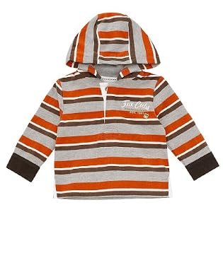 Orange and Brown Hooded Rugby Top