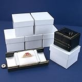 6 Black & White Leather Snap Closure Ring Boxes Displays