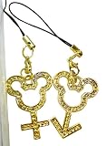 ディズニー『ミッキー＆ミニー』♂♀ペアストラップ《GD/WH》2個セット!