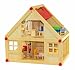 FREDA Puppenhaus + Möbel 28 Teile + Hussen + Wiege + Familie mit Wechselkleider + Baby Komplettset aus Holz