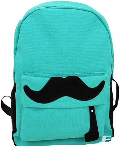 Fashion Cute Funny Canvas Mustache School Campus Travel Sports Outdoor Laptop Bag Backpack Book Green