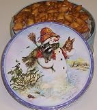 Gourmet Food : Scott's Cakes Peanut Butter Pretzel Nuggets in a Classic Snowman Tin