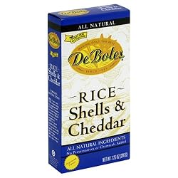 De Boles Pasta Rice Shells & Cheddar, 7.25-Ounce Boxes (Pack of 12)
