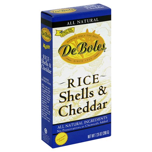 De Boles Pasta Rice Shells & Cheddar, 7.25-Ounce Boxes (Pack of 12) by De Boles