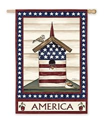 Americana Birdhouse Silk Reflections Regular Size Flag
