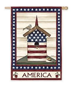 Americana Birdhouse Silk Reflections Regular Size Flag