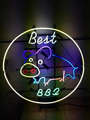 XINHANG 17 X 17 Inches Real Glass Neon Light Sign For Best BBQ Logo Cute Pig Home Beer Bar Pub Shop Store Display