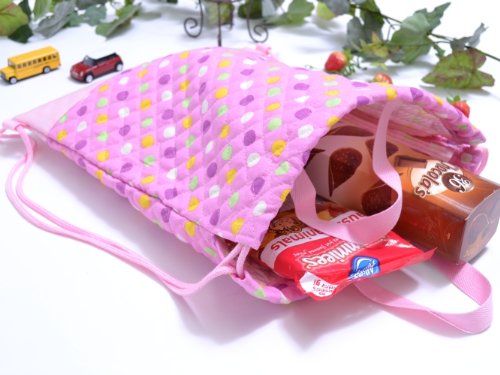 ナップサック　カラフルキュートな大粒ドット・ピンク　　日本製 COLORFUL CANDY STYLE