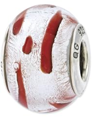 Sterling Silver Reflections Silver/Red Italian Murano Bead