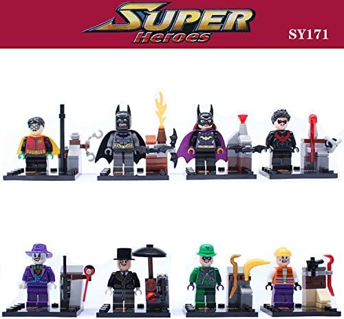 Super Heroes Minifigures Batman - (Set of 8 with Different Types) 100% Compatible with Lego Brand