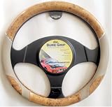 Wood & Beige Steering Wheel Cover
