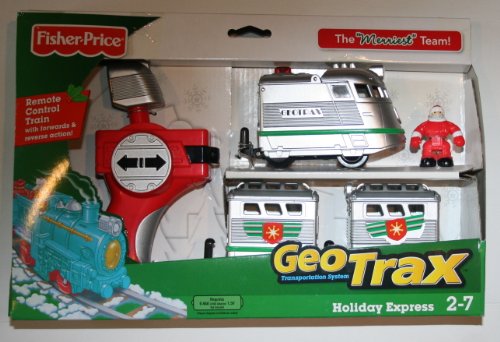 Fisher Price EXCLUSIVE Geotrax Transportation System the Merriest Team Holiday Express Remote Control Train with Santa Figure