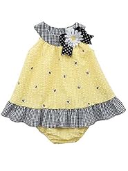 Girls Summer Checkered Print Applique   Dress With a Bow(s)