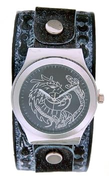 Nemesis Serpent Dragon Leather Cuff Watch