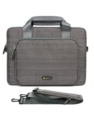 Personal Computer: Evecase 13.3-Inch Chromebook Laptop Ultrabook Suit Fabric Multi-functional Briefcase Messenger Bag Computer Travel Carrying Case with Handles and Adjustable Shoulder Strap - Gray - Evecase