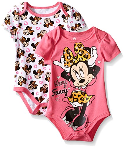 Disney Baby Minnie Mouse Adorable Soft 2 Pack Bodysuits, White, 0-3 Months