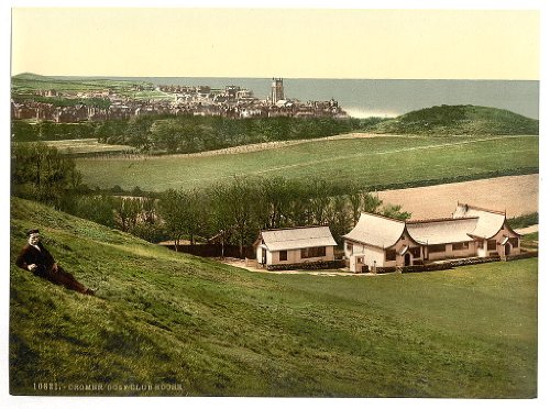 Sheet of 21 Personalised Glossy Stickers or Labels Victorian Photochrom-Cromer Golf Clubhouse