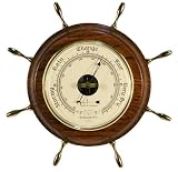 Nautical Weather Barometer Ships Wheel in Dark Oak by West and Company