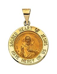 14k Yellow Gold Sacred Heart of Jesus Medal - 18.50 Mm