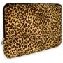 Faux-fur Leopard Animal Print Carrying Case Sleeve for Apple MacBook 15" Notebook Laptop Computer