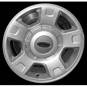 04 FORD F350 SUPER DUTY PICKUP f-350 ALLOY WHEEL RIM 17 INCH TRUCK, Diameter 17, Width 7.5, Lug 6 (5 SPOKES, THUMBPRINT INDENTATION ON END OF SPOKES), SILVER, 1 Piece Only, Remanufactured , (center ca