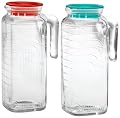 Bormioli Rocco Gelo Refrigerator Jug 2 Piece Set, One Red Lid and One Green Lid