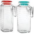 Bormioli Rocco Gelo Refrigerator Jug 2 Piece Set, One Red Lid and One Green Lid