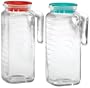 Bormioli Rocco Gelo 2-Piece Glass Pitcher Set with Lids, Red and Green