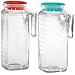 Bormioli Rocco Gelo Refrigerator Jug 2 Piece Set, One Red Lid and One Green Lid