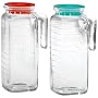 Bormioli Rocco Gelo 2-Piece Glass Pitcher Set with Lids, Red and Green