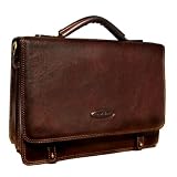 Maxwell Scott - Cartables de luxe pour homme en cuir marron (Battista)