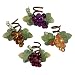 Grasslands Road Home Again Grape Cluster and Vine Leaf Wine Bottle and Napkin Rings, Set of 4