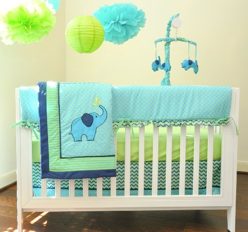 Zig Zag Elephant Mix & Match 10 Piece Crib Bedding, by Pam Grace Creations