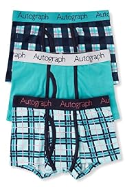 3 Pack Autograph Cotton Rich Checked Trunks