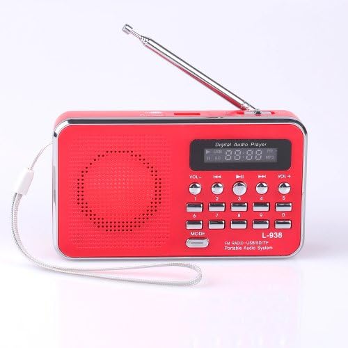 Mfine Portable Mini USB FM Radio Speaker Music Player TF Card For PC iPod Phone (938 Red)