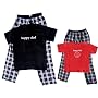 HAPPY DAD Mens Checkered Pajamas and Matching HAPPY KID Tee and Pant set - Great Father & Son or Daddy&Daughter Gift Idea!