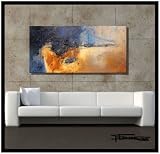 Modern Abstract Canvas Wall Art. Limited Edition, Hand Embellished Giclee on Canvas, 48 x 24 x 1.5 Ready to Hang! BRIDGE SYSTEMS