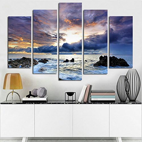 XrsArt 5 Piece Wholesale Ocean Oil Painting Printed Painting Oil Painting On Canvas Oil Painting for Home Decor Wall Decor (Unframed) Unframed FCa07 50 inch x30 inch