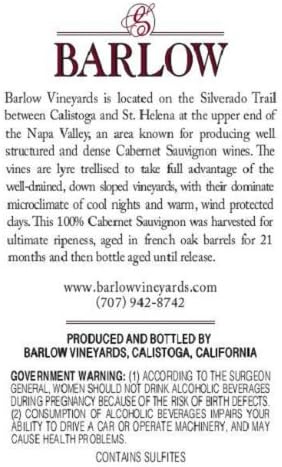 2008 Barlow Cabernet Sauvignon 750 mL