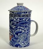 LARGE PORCELAIN WATER DRAGON TEA CUP filter mug chinese asia