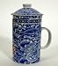 LARGE PORCELAIN WATER DRAGON TEA CUP filter mug chinese asia