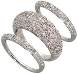 14ct White Gold 3 Piece Engagement Ring Set, w/ 1.90 Carats Brilliant Cut Diamonds, 1/2  wide