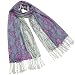 100% Pashmina/Cashmere Pink Flower Flowing River Tassel Ends Long Scarf Shawl