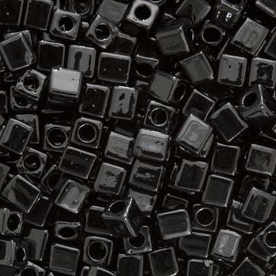 Miyuki 4mm Glass Cube Beads Opaque Black #401 10 Grams