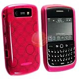 TPU Rubber Skin Case for Blackberry Curve 8900, Clear Hot Pink Concentric Circle