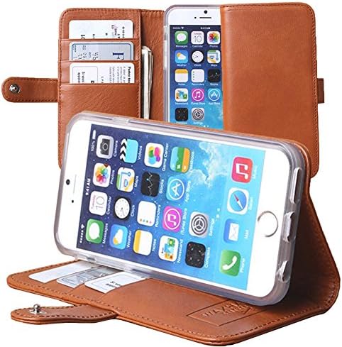 iPhone 6s, 6 Wallet "The Classic" w/ Kickstand &amp; Latch (Whiskey). The Best Full Grain Vegetable Tanned Italian Leather